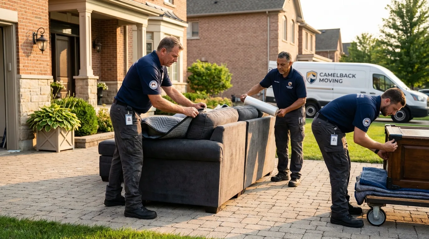 Large estate moving crew wrapping furniture in Homer, GA