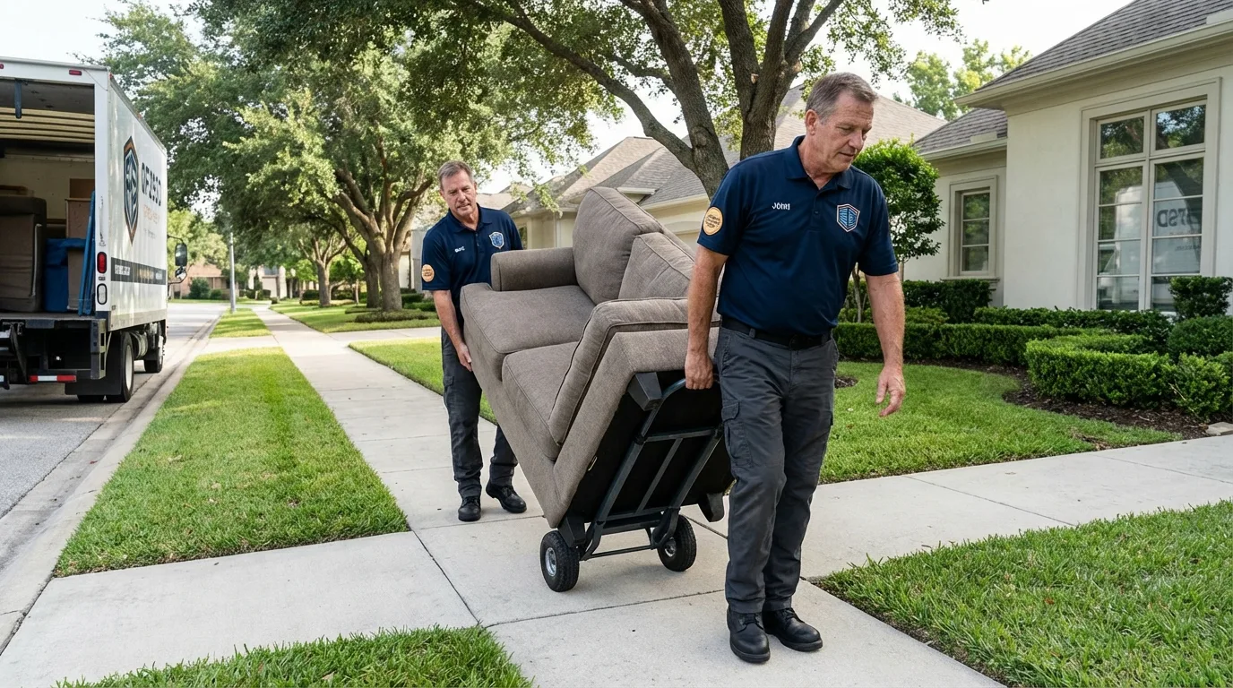 Local residential moving crew loading furniture in Homer, GA