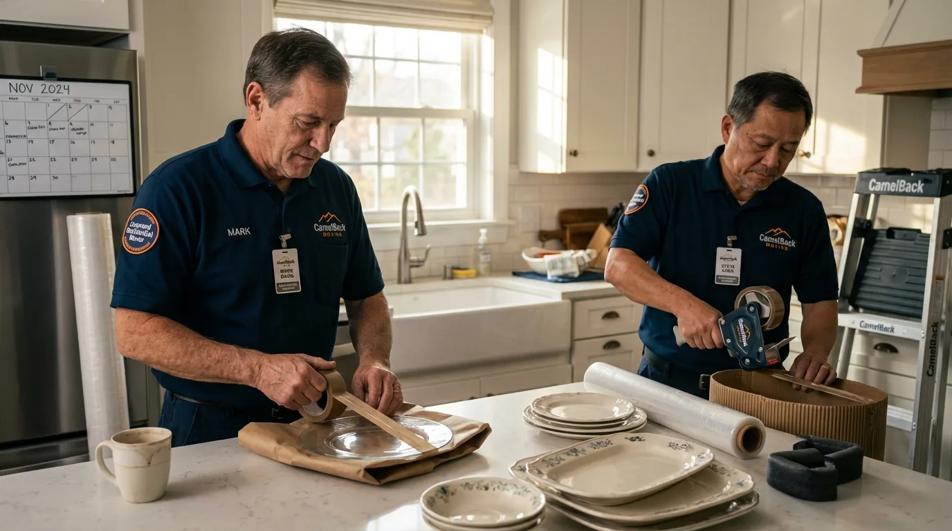 Professional crew packing kitchen dishware in Homer, GA